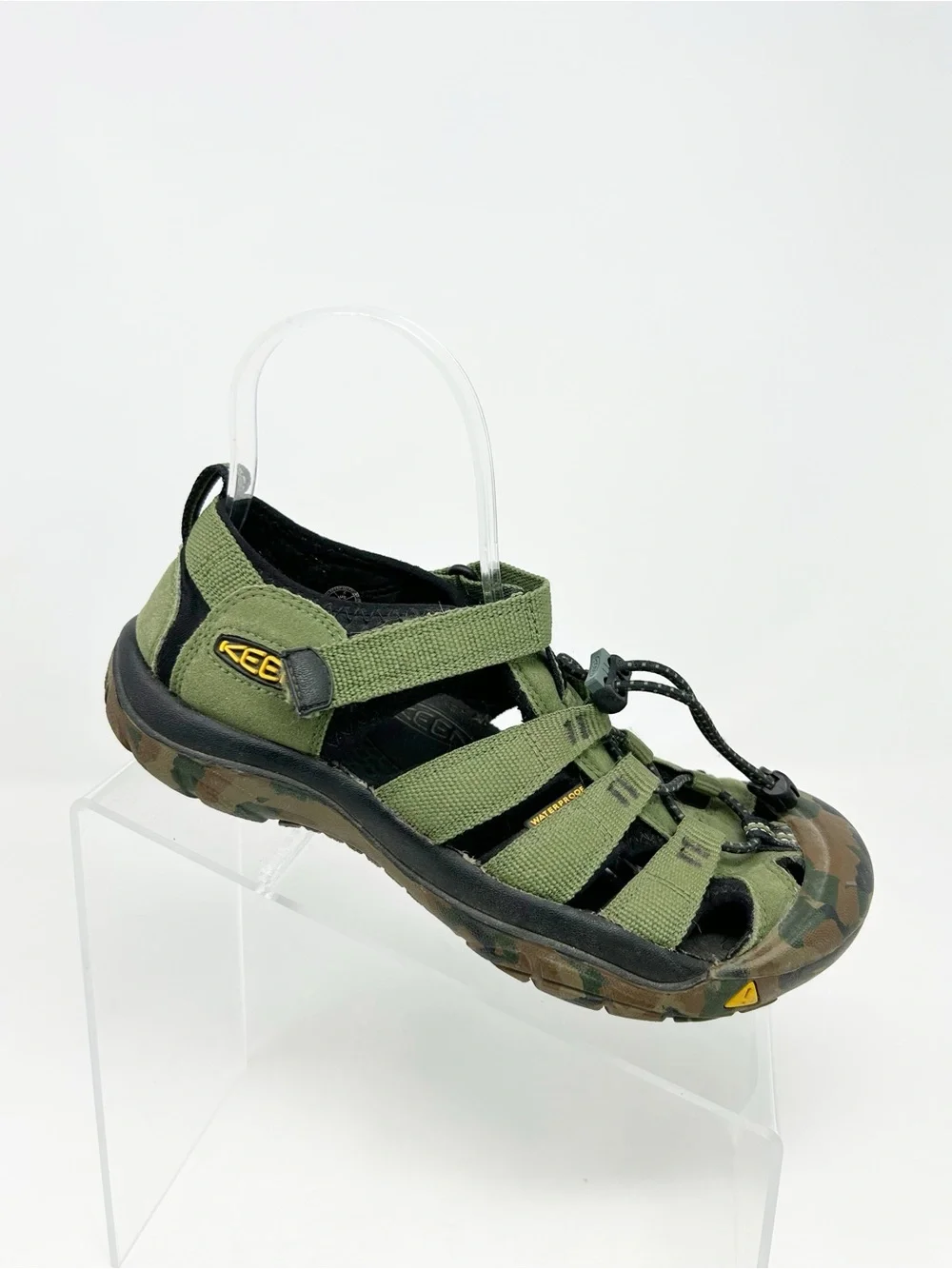 KEEN Newport H2 Kids Sport Sandals Green Camo Waterproof Toe Bumper Size 5